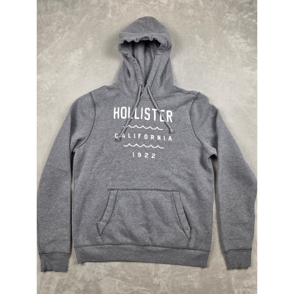 Hollister Hoodie Men Large Gray California 1922 Pullover Graphic Logo Sweatshirt